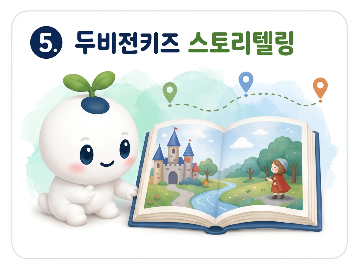 두비전키즈 스토리텔링 과목 안내 카드 — 그림을 이야기로 잇는 활동
