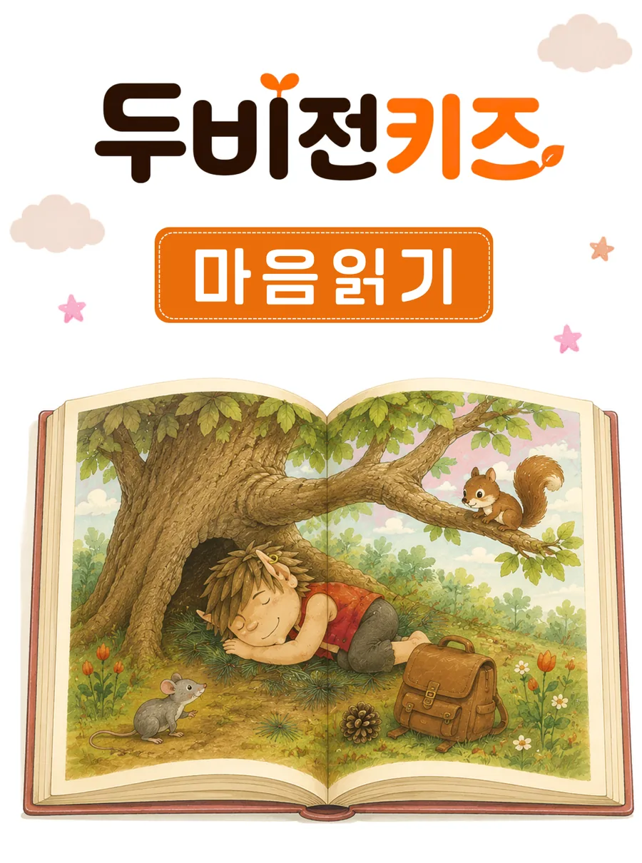 두비전키즈 마음 읽기 활동 안내 그림 — 그림을 보고 마음을 말해 보는 활동